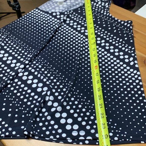 Tanjay Petite Navy Blue Sleeveless Office Top, Soft, Stretch, Polka Dots - Picture 6 of 9